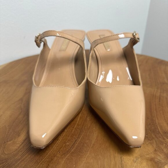 Larroude Ines Mule Women Tan Patent Leather Handmade Brazil - Picture 2 of 13